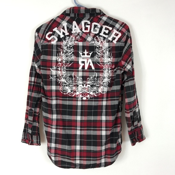 Red Ape Swagger Red & Black Plaid Button Down - Picture 1 of 4